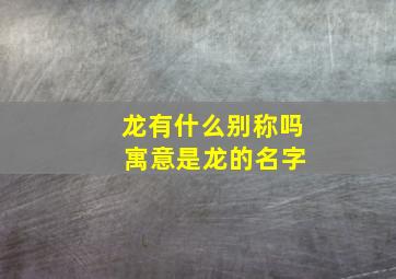 龙有什么别称吗 寓意是龙的名字